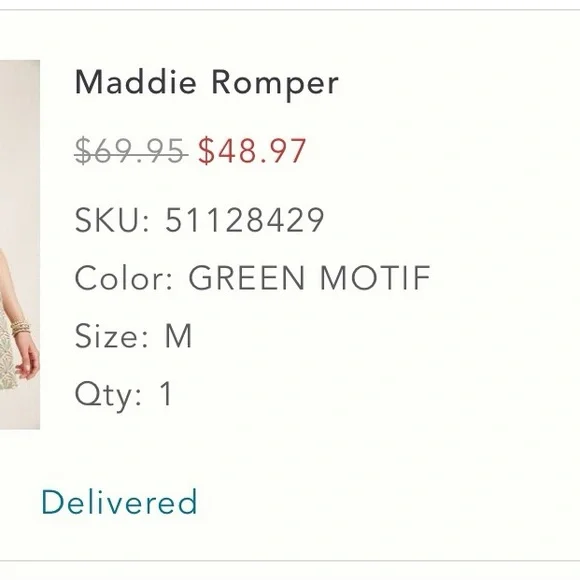 Green Patterned Halter Romper Anthropologie Women’s Size M Medium - Picture 9 of 9